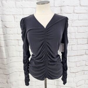 Nine West Indie Sleaze Top Dark Fairy Whimsigoth Puff Sleeve Cyber Grunge Medium